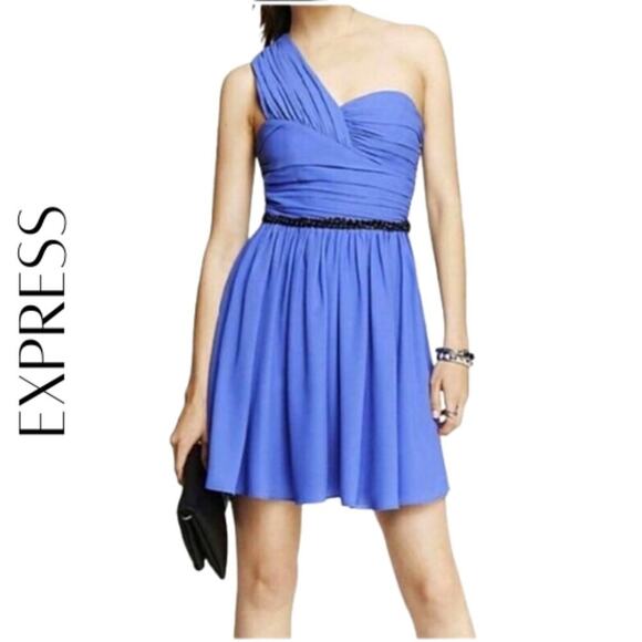 EXPRESS Periwinkle Blue One-Shoulder Party Dress, 8 - Picture 1 of 11